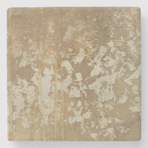 Abstract Gold Painting with Silver Speckles Stone Coaster