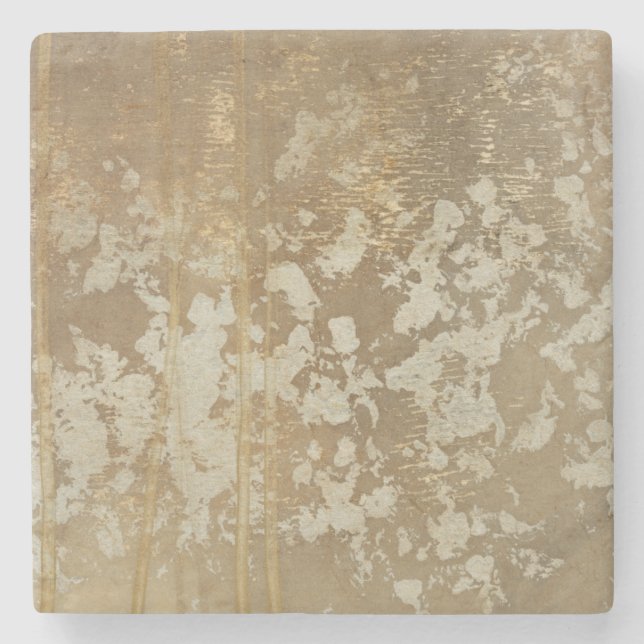 Abstract Gold Painting with Silver Speckles Stone Coaster (Front)