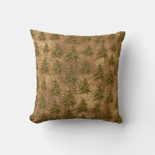 Abstract gold paper & sparkly gold Christmas tree Cushion