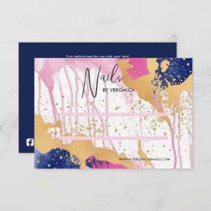 Abstract Gold Pink Chic Press On Nail Display Card