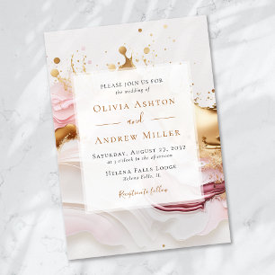 Abstract Gold Pink Unique Wedding Invitation