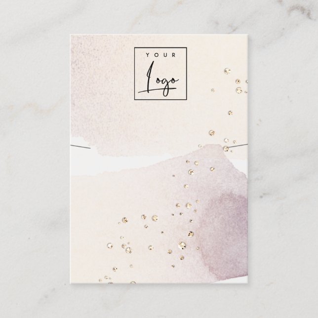 Abstract Gold Purple Logo Band Necklace Display Business Card (Front)