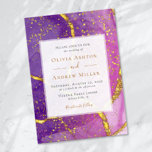 Abstract Gold Purple Unique Wedding Invitation