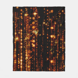 Abstract gold rain with bright particles with flar fleece blanket