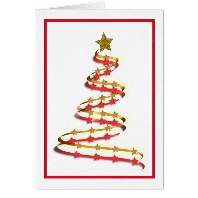 Abstract Gold Red Ribbon Christmas Tree Custom (Front)