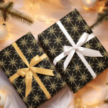 Abstract Gold Snowflake Pattern Wrapping Paper<br><div class="desc">Gold tones abstract snowflakes seamless pattern on black background.</div>