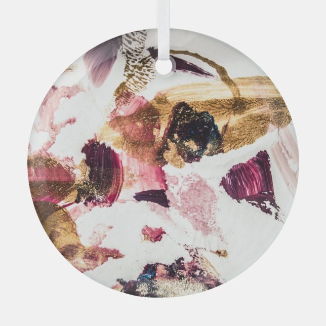 Abstract Gold Sparkles Creative Art Glass Tree Decoration (Front)