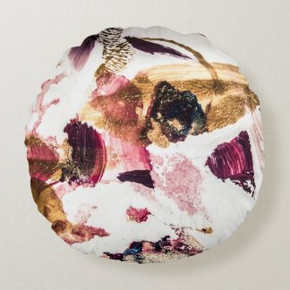 Abstract Gold Sparkles Creative Art Round Cushion