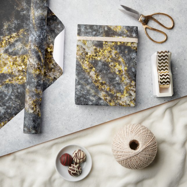 Abstract gold sparkles rocky texture wrapping paper (Crafts)