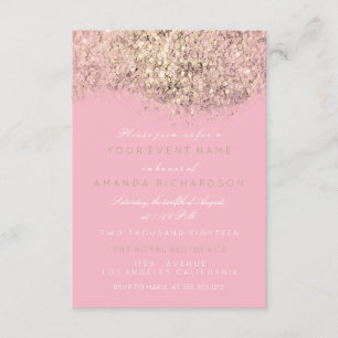 Abstract Gold Sparkly Glitter Whit Pink Glam Event Invitation