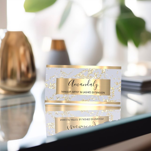 Abstract Gold Strokes Frame Marble Blue Pastel Business Card (Abstract Gold Strokes Frame Marble Blue Pastel Business Card)