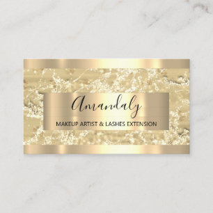 Abstract Gold Strokes Frame Marble Event Beauty Business Card