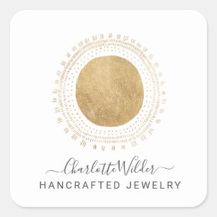 Abstract Gold Sun Handcrafted Faux Foil Product Square Sticker