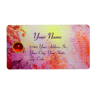 ABSTRACT GOLD SWIRLS , red pink purple ruby