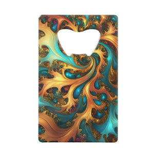 Abstract Gold Teal Orange Flames,