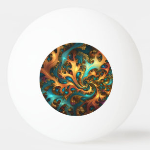 Abstract Gold Teal Orange Flames, Ping Pong Ball