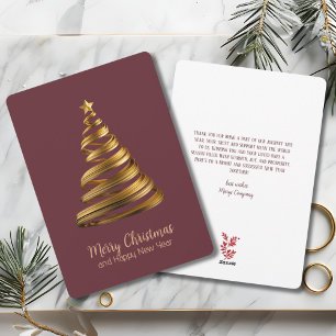 Abstract Gold Tree Minimalist Corporate Christmas Holiday Card
