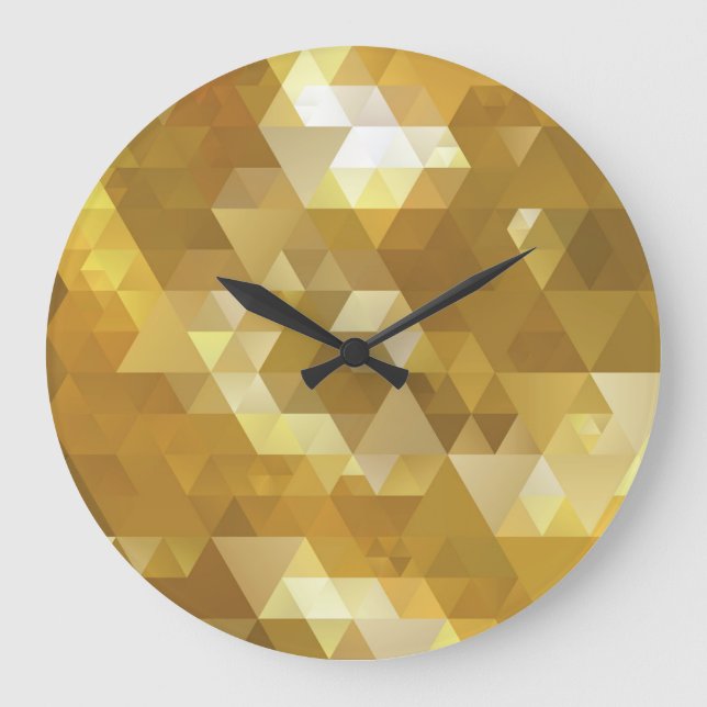 Abstract Gold Triangle Texture Large Clock (Front)