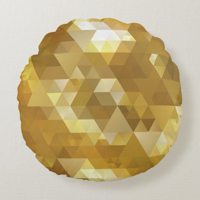 Abstract Gold Triangle Texture Round Cushion (Front)