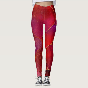 Abstract Gold web over Violet, Purple and Magenta Leggings