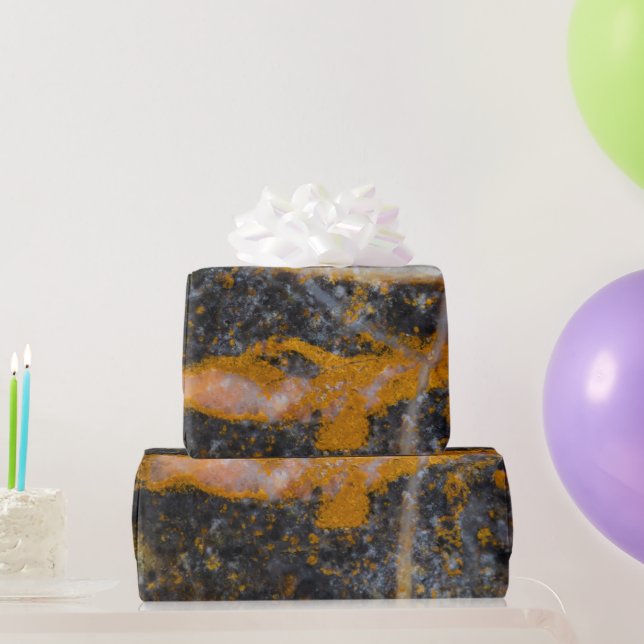 Abstract gold white lines rock texture wrapping paper (Party Gifts)