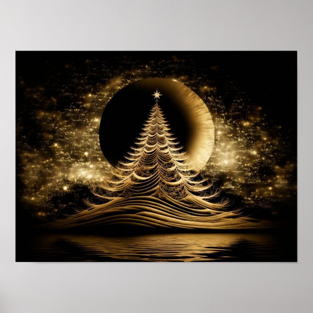 Abstract golden christmas tree poster (Front)