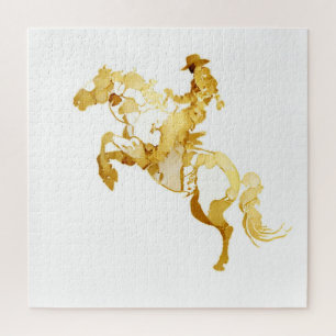 Abstract Golden Horse and Rider Jigsaw Puzzle