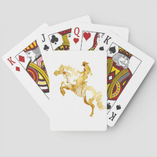 Abstract Golden Horse and Rider Playing Cards
