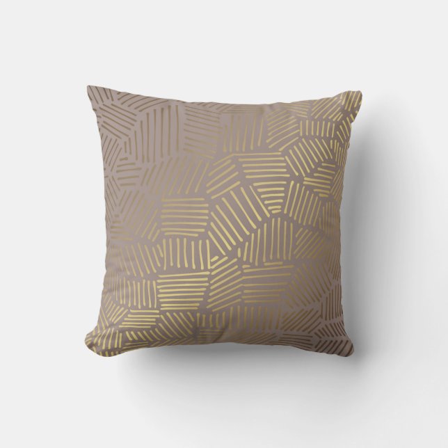 Abstract golden lines pattern cushion (Front)