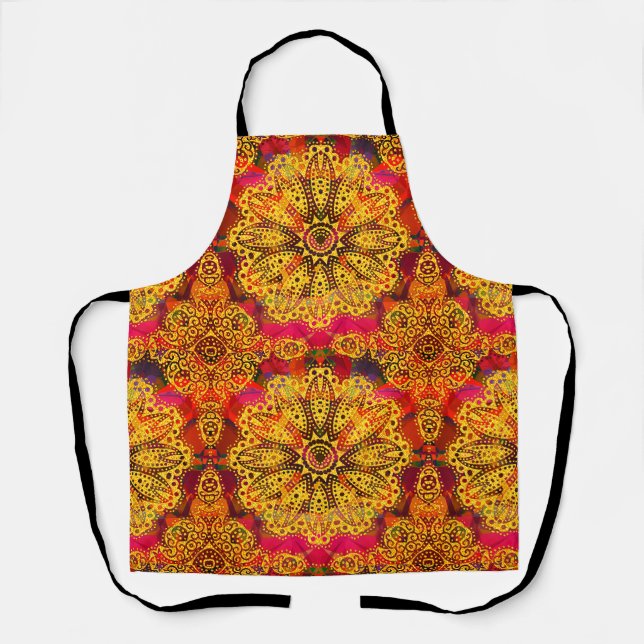Abstract Golden Mandala Apron (Front)