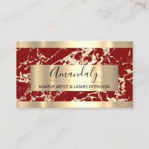 Abstract Golden Modern Marble Burgundy Frame Business Card