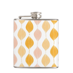Abstract golden ogee pattern background hip flask