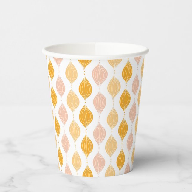 Abstract golden ogee pattern background paper cups (Left)