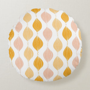 Abstract golden ogee pattern background round cushion