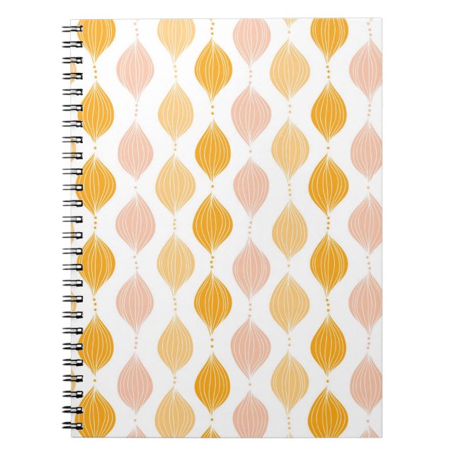 Abstract golden ogee pattern background spiral notebook (Front)