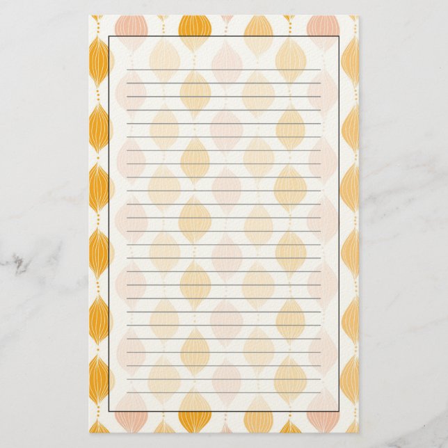 Abstract golden ogee pattern background stationery (Front)