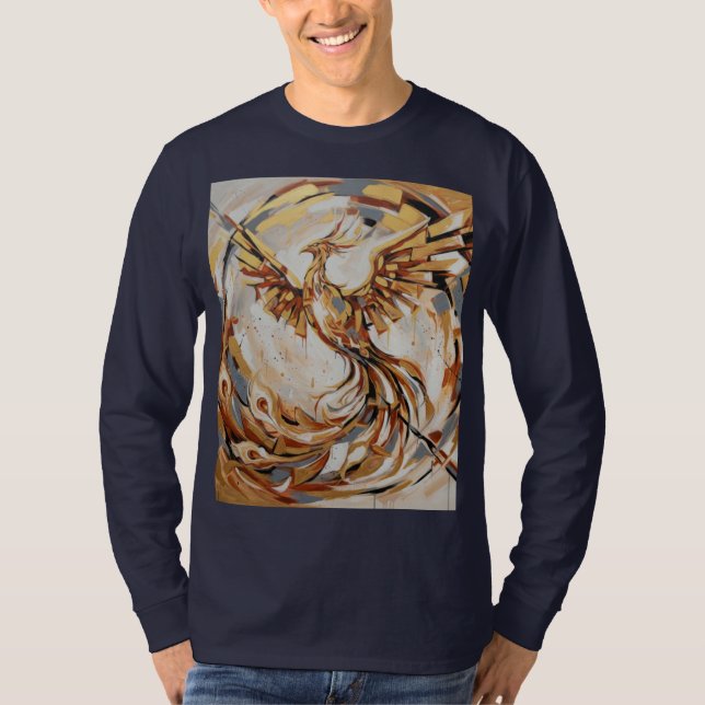 Abstract Golden Phoenix Rising  T-Shirt (Front)