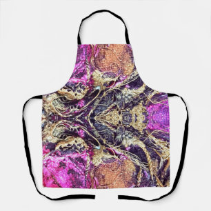Abstract golden ropes & black and pink tie dye apron