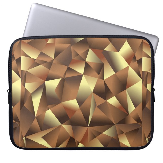 Abstract golden shapes pattern laptop sleeve (Front)