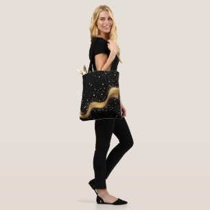 Abstract Golden Sparkle and Starry Swirl Tote Bag