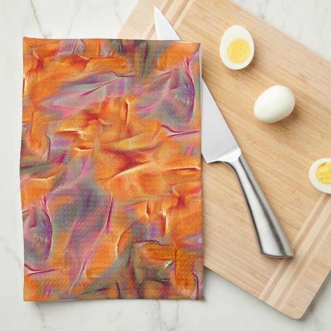 Abstract golden tamarin with crossed legs tea towel (Quarter Fold)