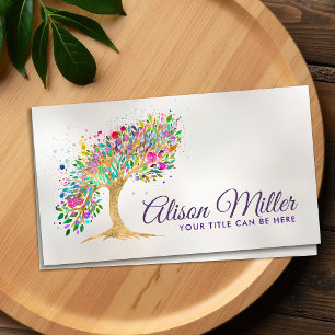 Abstract Golden Tree - Colorful Foliage Business Card