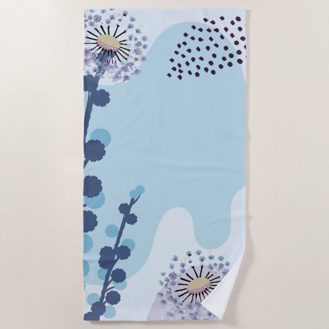 Abstract Golden Wattle Modern Acacia Illustrative Beach Towel (Front)