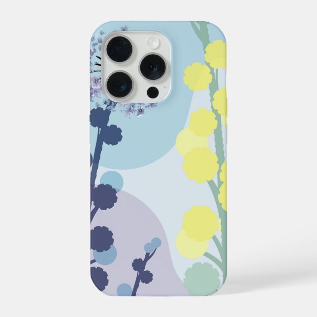 Abstract Golden Wattle Modern Acacia Illustrative iPhone Case (Back)