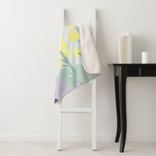 Abstract Golden Wattle Modern Acacia Illustrative Sherpa Blanket