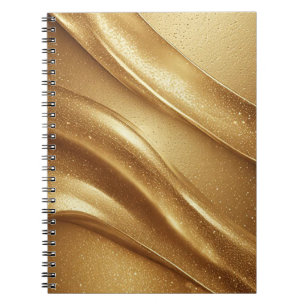 Abstract Golden Waves With Sparkling Glitter Notebook