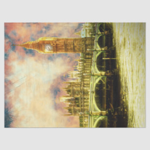 Abstract Golden Westminster Bridge in London Tissue Paper