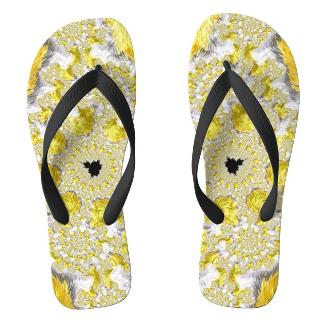 Abstract Golden Yellow Symmetrical Fractal Jandals (Footbed)