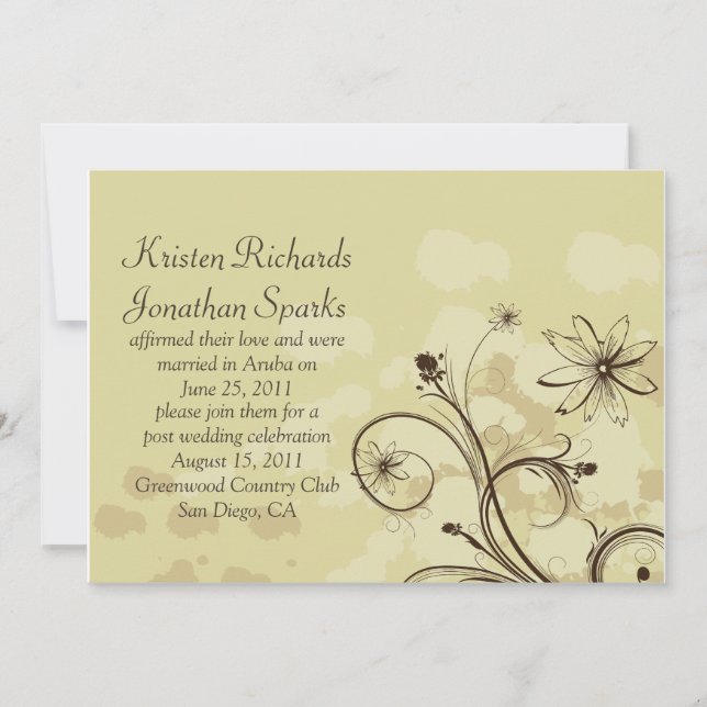 Abstract Golds and Brown Post Wedding Celebration Invitation (Front)