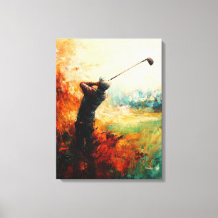Abstract Golf Player Art Canvas Print